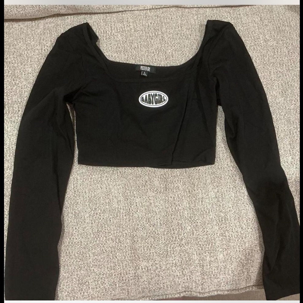 Dolls Kill Black Long Sleeve Crop Top